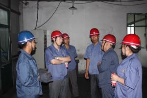 Mr.Gong Rui the president of labour union of Group Co. was inspecting and guiding the heat stroke prevention work